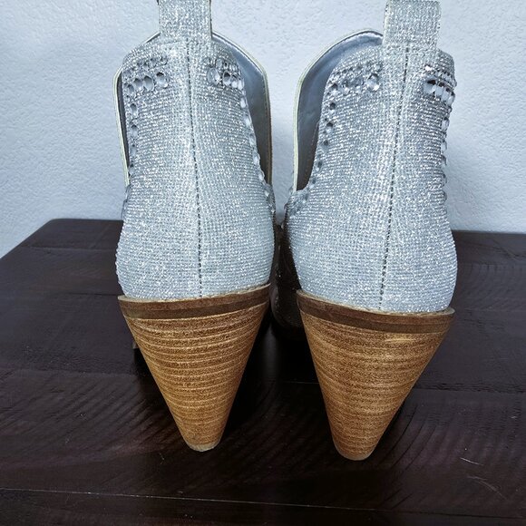 Gianni Bini Jeweled Silver Glitter Cowboy Booties Women’s 8 M Western Heels NEW - Picture 16 of 16